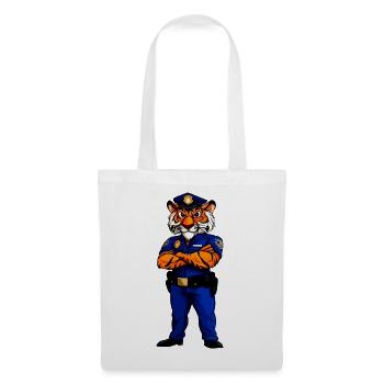 Tiger Polizei / Polizist Raubtier - Stoffbeutel - Weiß - Vorne