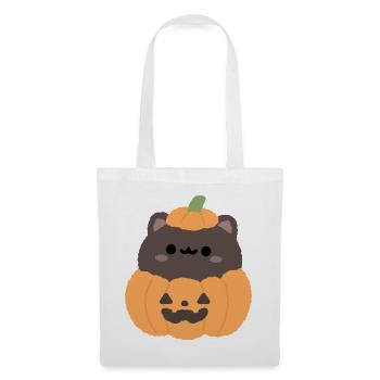 Kürbiskatze Halloween-Süße - Stoffbeutel - Weiß - Vorne