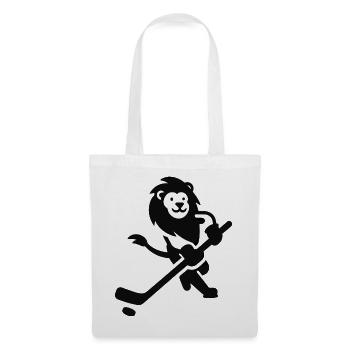 Löwe Wildkatze Eishockeyspieler Silhouette Minimal - Stoffbeutel - Weiß - Vorne