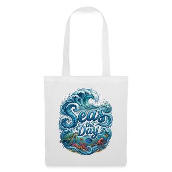 Sea the Day – Meereswellen und Meerestiere Design - Stoffbeutel - Weiß - Vorne