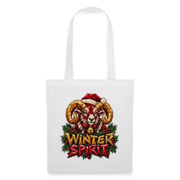 Winter Spirit Widder Weihnachten Low Poly Shirt - Stoffbeutel - Weiß - Vorne