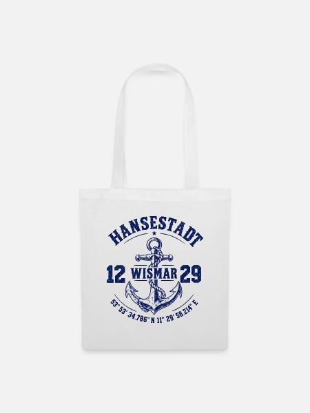 Hansestadt Wismar - Ostsee - MV - Anker - Stoffbeutel - Weiß