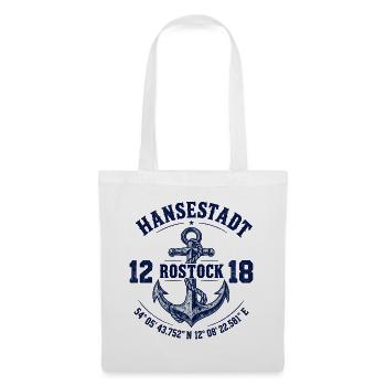 Hansestadt Rostock - Ostsee - MV - Anker - maritim - Stoffbeutel - Weiß - Vorne