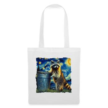 Raccoon Starry Night Waschbär - Stoffbeutel - Weiß - Vorne