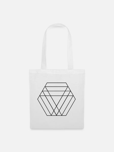 Hexagon-Prismenlinien - Stoffbeutel - Weiß
