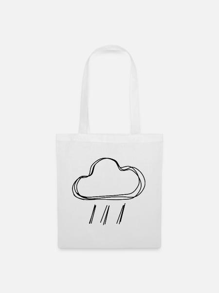 Regenwolke handgezeichnet - Stoffbeutel - Weiß