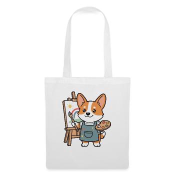 Süßes Kawaii Corgi-Künstler-Mal-Hundegeschenk - Stoffbeutel - Weiß - Vorne