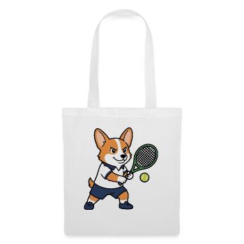 Süßes Kawaii Corgi Tennisspieler-Welpenhemd - Stoffbeutel - Weiß - Vorne