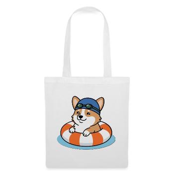 Süßes Kawaii Corgi Schwimm-Sommerstrandshirt - Stoffbeutel - Weiß - Vorne