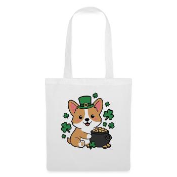 Niedliches Kawaii Corgi Leprechaun St. Patricks Shirt - Stoffbeutel - Weiß - Vorne