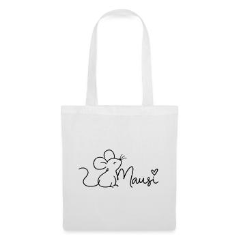 Maus Minimalist Line Art Mausi - Stoffbeutel - Weiß - Vorne