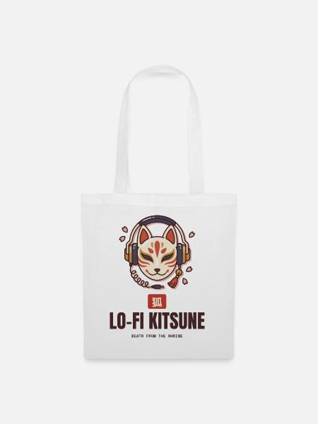 Lo-Fi Kitsune Fuchsmaske Kopfhörer Beats - Stoffbeutel - Weiß