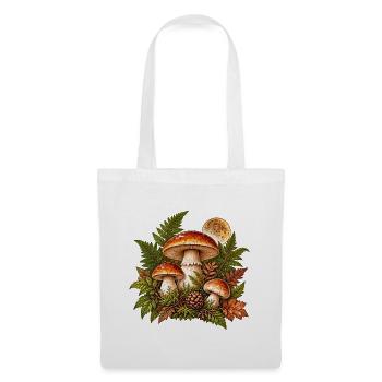 Herbstwald Pilze Illustration - Stoffbeutel - Weiß - Vorne