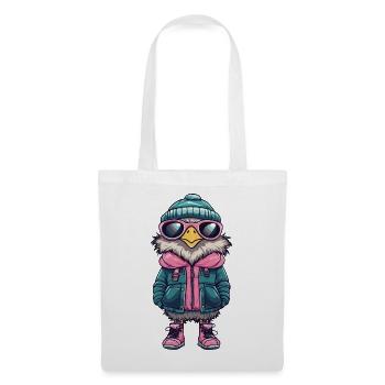 Eule mit Winterjacke und Sonnenbrille - Stoffbeutel - Weiß - Vorne