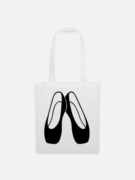 Ballettschuhe schwarz Ballett Tänzerin Geschenk  - Stoffbeutel - Weiß