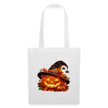 Halloween Kürbis im Hexenhut Wenuma  - Stoffbeutel - Weiß - Vorne
