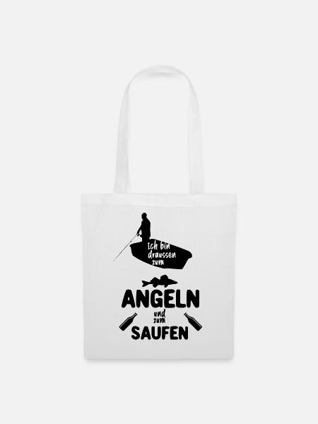 Angeln und Saufen - Stoffbeutel - Weiß