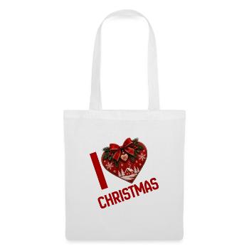 I Love Christmas - Herz voller Weihnachtszauber - Stoffbeutel - Weiß - Vorne