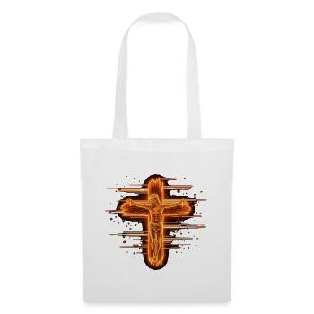 Cyber Neon Holzkreuz & Korpus – Mystisches Gothic  - Stoffbeutel - Weiß - Vorne