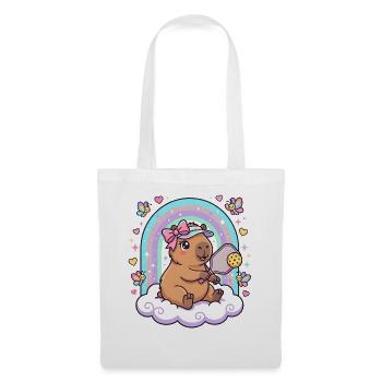 Kawaii Capybara Pickleball-Liebhaber - Stoffbeutel - Weiß - Vorne