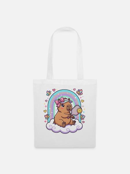 Kawaii Capybara Pickleball-Liebhaber - Stoffbeutel - Weiß