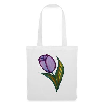 Aquarell Tulip in Lila und Grün - Stoffbeutel - Weiß - Vorne