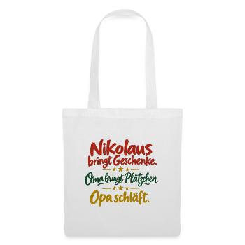 Nikolaus Oma Opa Shirt lustiger Spruch - Stoffbeutel - Weiß - Vorne