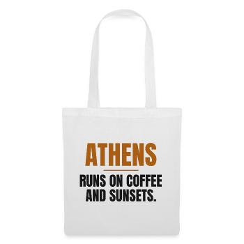Athen lebt von Kaffee und Sonnenuntergängen - Stoffbeutel - Weiß - Vorne