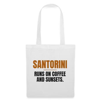 Santorini lebt von Kaffee und Sonnenuntergängen - Stoffbeutel - Weiß - Vorne
