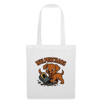 Welpenchaos Geschenk für frischgebackene Halter - Stoffbeutel - Weiß - Vorne