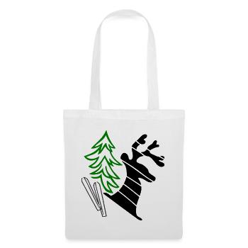 Grüner Tannenbaum mit Elch - Stoffbeutel - Weiß - Vorne