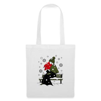 ragazza_capelli_rossi-_sotto_la_neve_con_gatto_ - Stoffbeutel - Weiß - Vorne