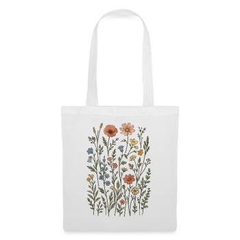Wildblumen – eine botanische Wiese im Vintage-Stil - Stoffbeutel - Weiß - Vorne