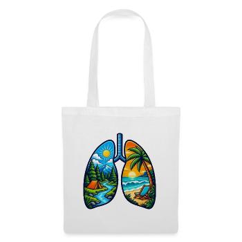 Nature Lungs Mountain Beach Outdoor-Abenteuer-Tee - Stoffbeutel - Weiß - Vorne