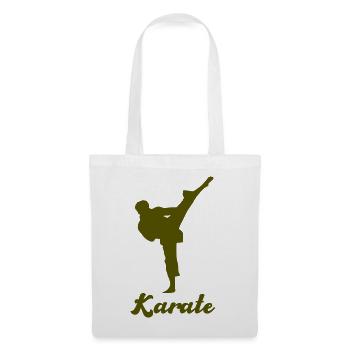 Karate Silhouette Shirt - Stoffbeutel - Weiß - Vorne