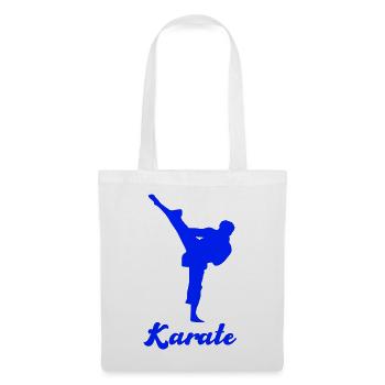 Karate Silhouette Blau - Stoffbeutel - Weiß - Vorne