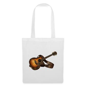 Akustikgitarre – Rustikale Vintage Musik Kunst - Stoffbeutel - Weiß - Vorne