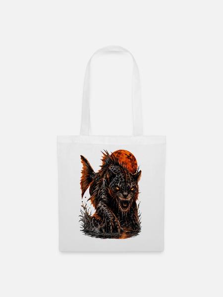 panther-piranha-hybrid-halloween-horror-bigcrea - Stoffbeutel - Weiß