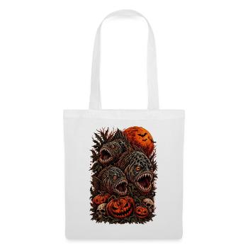 halloween-piranha-horror-monster-tshirt-pumpkin - Stoffbeutel - Weiß - Vorne