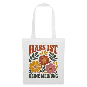 Hass Ist Keine Meinung Vintage Boho Antifa Protest - Stoffbeutel - Weiß - Vorne