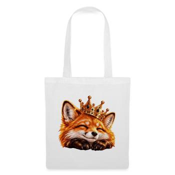 Königlicher Fuchs mit Krone - Stoffbeutel - Weiß - Vorne