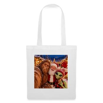 Bigfoot Alien Weihnachtsselfie - Stoffbeutel - Weiß - Vorne