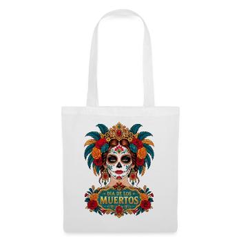 Mexikanische Totenkopffrau Dia de los Muertos - Stoffbeutel - Weiß - Vorne