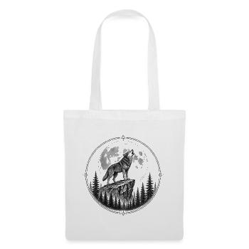 Wolf im Dunkelwald Emblem - Stoffbeutel - Weiß - Vorne