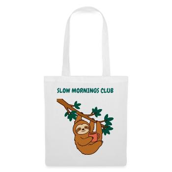 Slow Mornings Club Faultier Kaffee Lustiges Faules Tier - Stoffbeutel - Weiß - Vorne