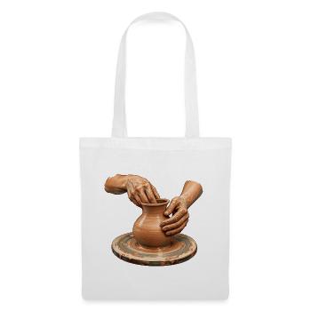 Hands Shaping Clay – Pottery Wheel Art - Stoffbeutel - Weiß - Vorne
