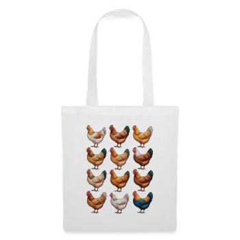 Lebendiges Hennen-Mosaik-Huhn - Stoffbeutel - Weiß - Vorne