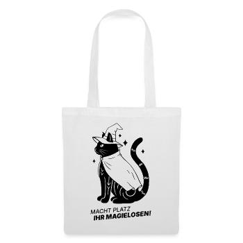 Macht Platz ihr Magielosen! – Schwarze Katze Hexe - Stoffbeutel - Weiß - Vorne