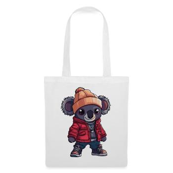 Koala mit Winterjacke und Mütze - Stoffbeutel - Weiß - Vorne