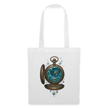 Magische Taschenuhr – Ozean Zeit Kunst - Stoffbeutel - Weiß - Vorne